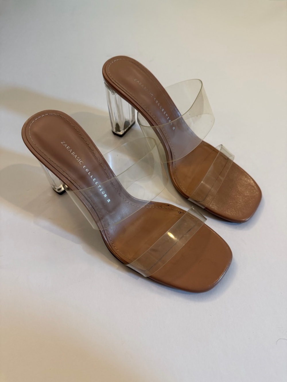 Zara Clear-Strap Block Heel Sandals